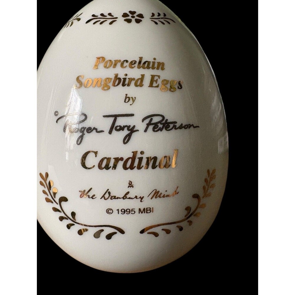 Danbury Mint Roger Tory Peterson Porcelain Songbird Egg Cardinal 1995 - Picture 6 of 7
